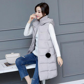 Vestă pentru femei, căptușită din bumbac, vestă, haină, toamnă, iarnă, elegantă, groasă, caldă, lungă, cu fermoar gros, guler, vestă lungă, pentru zilnic