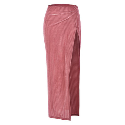 ANJAMANOR Baršunasta asimetrična maksi suknja Ženski donji dio Elegantne seksi duge ženske suknje s prorezom visokog struka 2023 D82-BC23