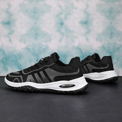 2023 m. naujos pavasario ir rudens mados apvalūs, suvarstomi, vyriški sportbačiai, laisvalaikio neslystantys, universalūs vyriški vulkanizuoti batai