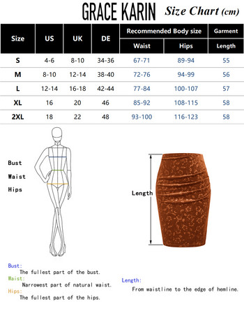 GK Γυναικεία βελούδινη φούστα OL Ψηλόμεση υφή με λουλουδάτο υφή Ruched μέχρι το γόνατο Bodycon φούστα Vintage μόδα Φούστες με τυλιγμένο γοφό
