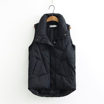 HWL 2023 Winter Autumn Plus Size Down Puffer Γιλέκο Γυναικείο Casual Αμάνικο μπουφάν Μακρύ Ζεστό γιλέκο Χειμερινό αμάνικο