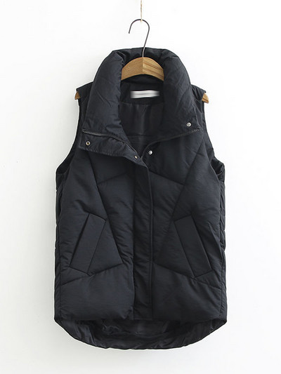 HWL 2023 žiemos rudens plius dydžio pūkinė liemenė moteriška laisvalaikio striukė be rankovių ilga, šilta liemenė žieminė be rankovių