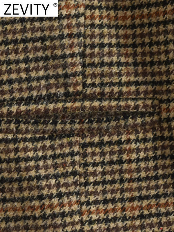 Zevity New Femei Vintage Gât în V Houndstooth Print Breasted Subțire Vestă scurtă Jachetă Damă fără mâneci Gilet casual Tops CT3053
