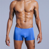 Boxer pentru bărbați sexy, din mătase de gheață, fără sudură, lenjerie de corp pentru bărbați, care ridică fundul, respirabil, boxeri, chiloți cu talie mijlocie Cueca