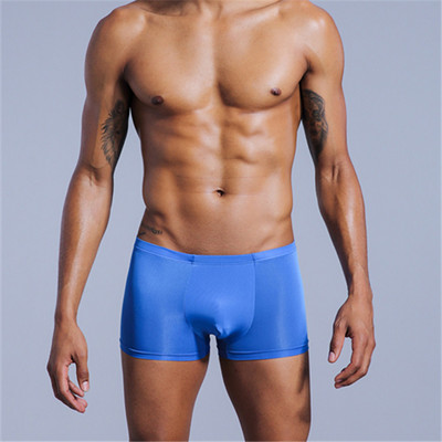 Boxer pentru bărbați sexy, din mătase de gheață, fără sudură, lenjerie de corp pentru bărbați, care ridică fundul, respirabil, boxeri, chiloți cu talie mijlocie Cueca