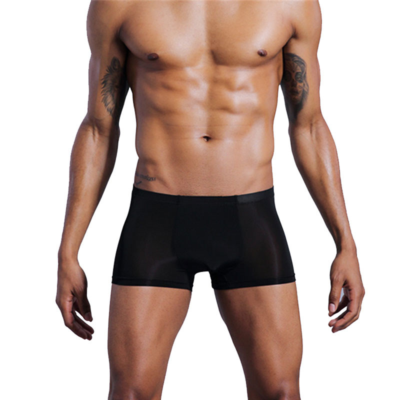 Seksualūs vyriški bokseriniai šortai Ledinio šilko besiūliai vyriški apatiniai užpakaliuką pakeliantys, kvėpuojantys vyriški boksininkai kelnaitės vidurio juosmens apatinės kelnės Cueca