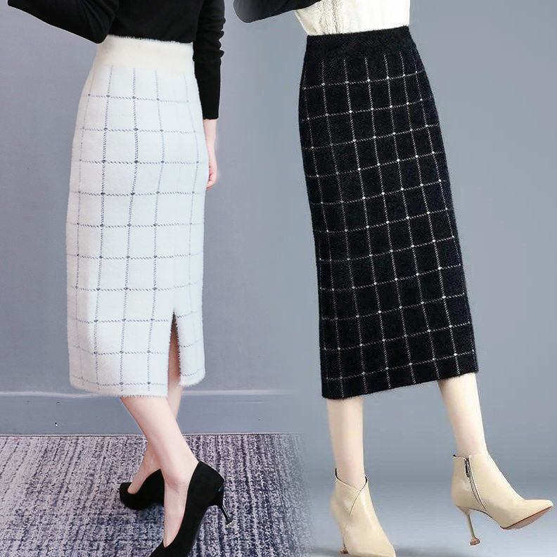 Ženske 2021. Jesen Zima Nove debele tople suknje visokog struka Ženske pletene suknje od baršuna od nerca Ženske karirane suknje u paketu R772