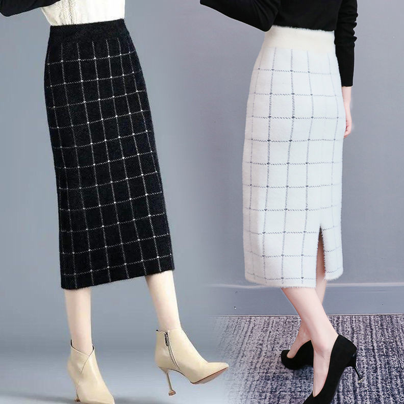 Ženske 2021. Jesen Zima Nove debele tople suknje visokog struka Ženske pletene suknje od baršuna od nerca Ženske karirane suknje u paketu R772