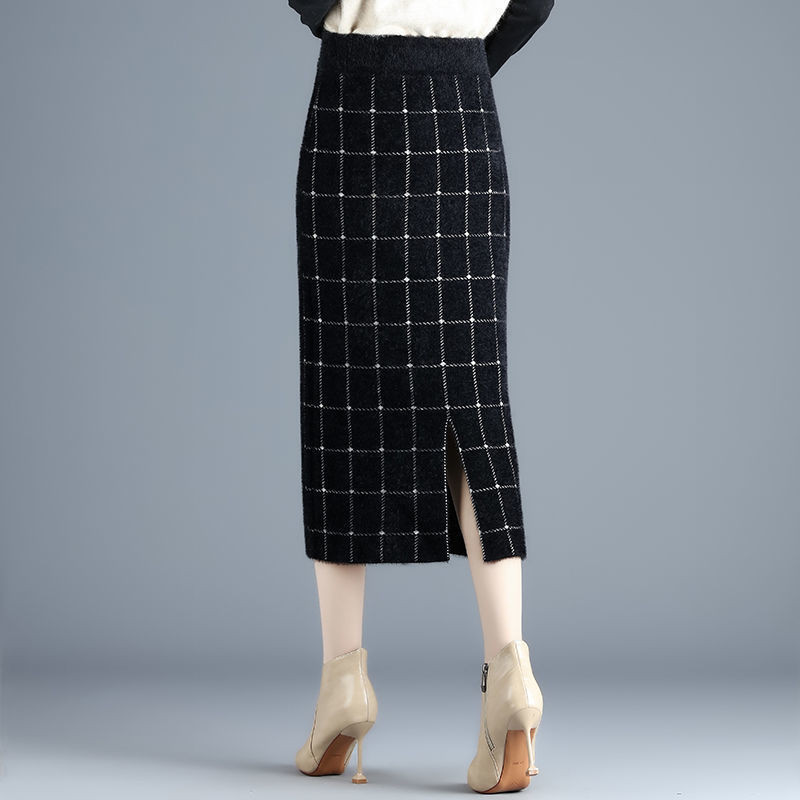 Ženske 2021. Jesen Zima Nove debele tople suknje visokog struka Ženske pletene suknje od baršuna od nerca Ženske karirane suknje u paketu R772