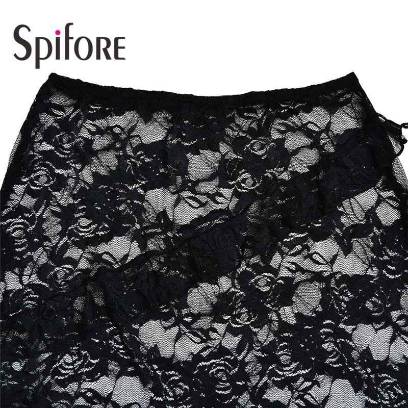 Spifore Seksi prozirne maksi suknje od čipke Ženske modne suknje s volanima Uski donji dio Elegantna jednobojna ležerna odjeća za odmor