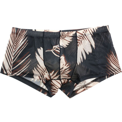 Lenjerie transparentă pentru bărbați Boxer sexy din plasă Boxeri casual cu imprimeu Lenjerie de corp pentru bărbați Chiloți Ropa Interior Hombre Pantaloni scurți pentru bărbați Lenjerie