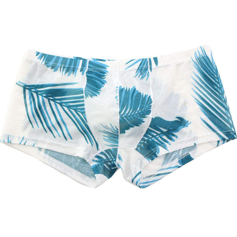 Lenjerie transparentă pentru bărbați Boxer sexy din plasă Boxeri casual cu imprimeu Lenjerie de corp pentru bărbați Chiloți Ropa Interior Hombre Pantaloni scurți pentru bărbați Lenjerie