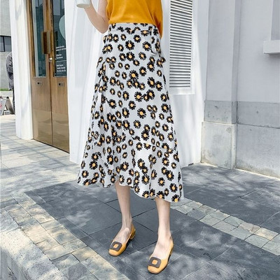 Jednodijelna kravata u obliku male tratinčice sa suknjom od šifona, ženska ljetna ljetna suknja visokog struka, tanki rub lotosovog lišća, srednje duljine, isjeckana vilinska suknja