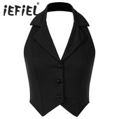 Ženski modni prsluk Košulje Odvojeni prsluk Skraćeni gornji dijelovi s reverom Ulter bez leđa Prsluk sa šiljastim porubom na dolje za svečanu odjeću za zabavu