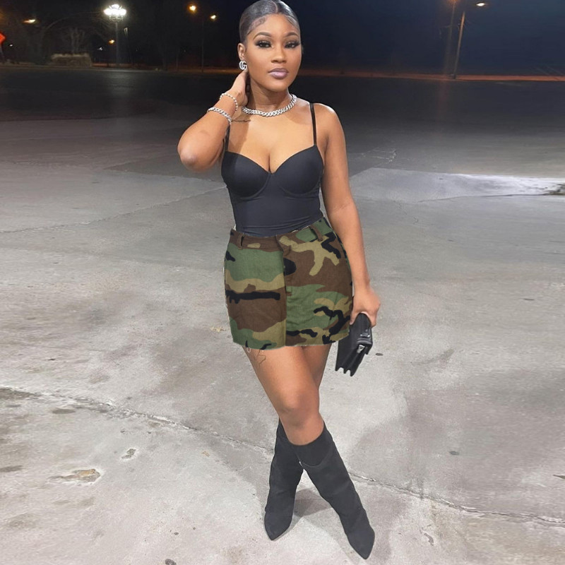 Ženske suknje Ženska poluhaljina Modna suknja proljeće/ljeto 2023. Kamuflažna suknja s patentnim zatvaračem Personalizirana