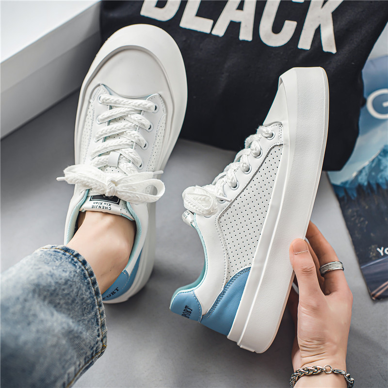 Cipele za muškarce Proljeće 2023. Novo s debelim potplatom, s okruglim prstima i vezanjem, ležerne modne neklizajuće prozračne jednobojne čvrste muške tenisice