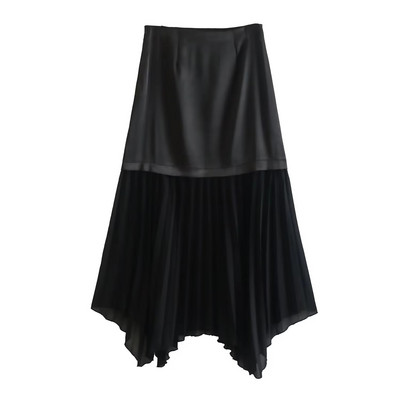 Zevity Femei Fashion Soft Touch Patchwork tiv Neregulat Negru Midi Fusta Faldas Mujer Femei Chic Fermoar A Line Rochii QUN3167