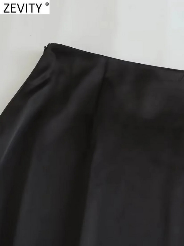 Zevity Femei Fashion Soft Touch Patchwork tiv Neregulat Negru Midi Fusta Faldas Mujer Femei Chic Fermoar A Line Rochii QUN3167