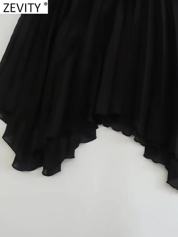 Zevity Femei Fashion Soft Touch Patchwork tiv Neregulat Negru Midi Fusta Faldas Mujer Femei Chic Fermoar A Line Rochii QUN3167