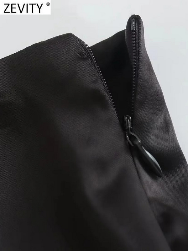 Zevity Femei Fashion Soft Touch Patchwork tiv Neregulat Negru Midi Fusta Faldas Mujer Femei Chic Fermoar A Line Rochii QUN3167