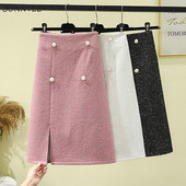 Netaisyklingi sijonai Moteriški Elegantiški šoniniai skelbimai Švelnus laisvalaikis rudeninis švelnus aukštu juosmeniu Paprastas Faldas laisvalaikio plonas estetiškas biuro moteris