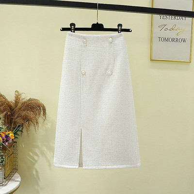 Netaisyklingi sijonai Moteriški Elegantiški šoniniai skelbimai Švelnus laisvalaikis rudeninis švelnus aukštu juosmeniu Paprastas Faldas laisvalaikio plonas estetiškas biuro moteris