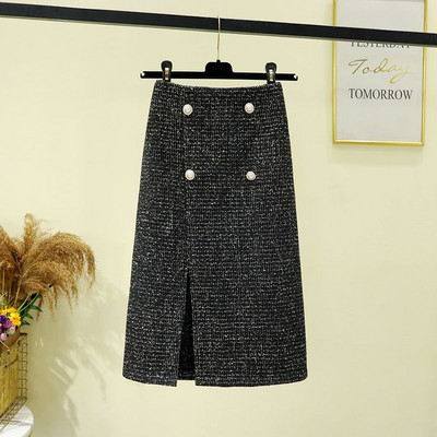 Netaisyklingi sijonai Moteriški Elegantiški šoniniai skelbimai Švelnus laisvalaikis rudeninis švelnus aukštu juosmeniu Paprastas Faldas laisvalaikio plonas estetiškas biuro moteris