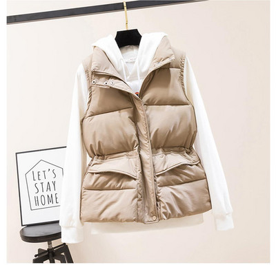 Νέο φθινοπωρινό βαμβακερό γιλέκο γυναικείο μπουφάν Chalecos Para Mujer Χειμερινό αμάνικο κοντό γιλέκο Κορεάτικο σταντ γιακά πουού Βαμβακερό γιλέκο