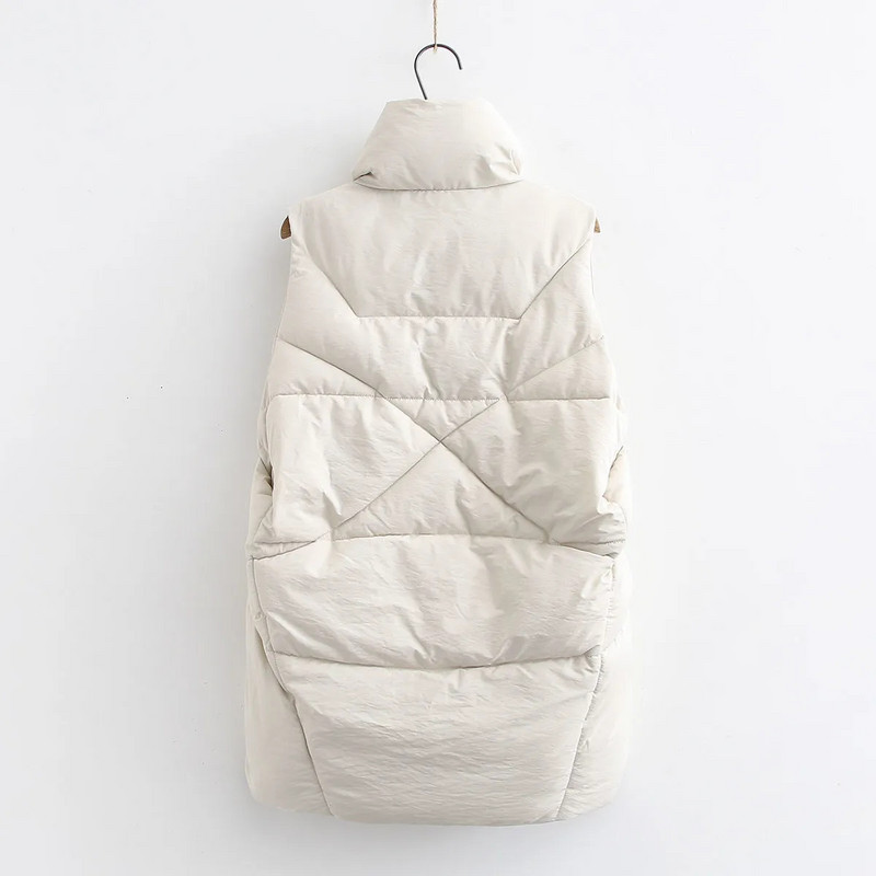 2023 Jachetă de iarnă cu puf pentru femei, ocazional, din bumbac, îmbrăcăminte exterioară căptușită, caldă, fără mâneci, vestă de toamnă.