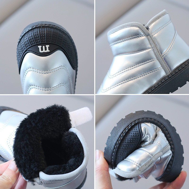 Nou 2024 Cizme de zăpadă pentru copii Pantofi caldi de iarnă de pluș pentru copii 21-30 Moda băieți Cizme anti-alunecare pentru fete Pantofi din bumbac Cizme impermeabile
