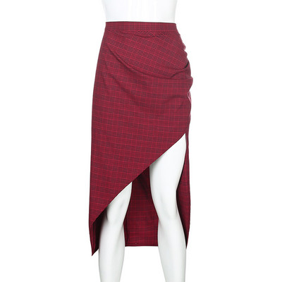 Nove seksi nepravilne y2k suknje, ženske ljetne karirane šarmirane suknje s podijeljenim naborima, uske party bodycon ulične Harajuku estetske suknje