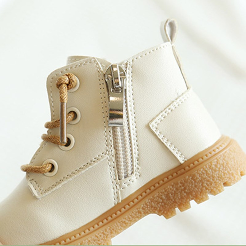 2023 m. Nauji pavasario/rudens batai kūdikiams, odiniai britiško stiliaus berniukų madingi batai guminiai padai su užtrauktuku šonuose mažiems mergaitėms 15–25 m.