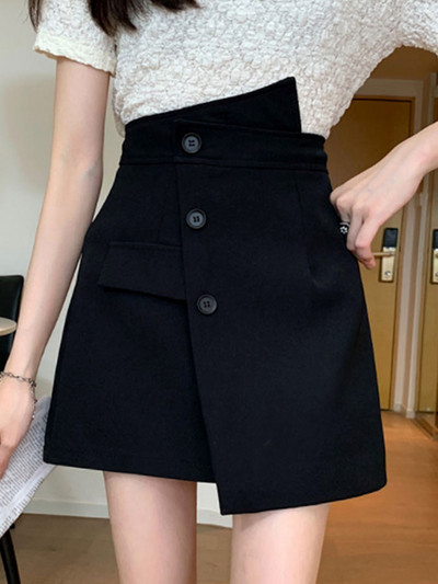 Ασύμμετρες Φούστες Γυναικείες Ψηλόμεση Κομψές Μασίφ ιαπωνικό στυλ All-match Office Lady Above-gnee Slim Άνοιξη Καλοκαίρι Faldas Νέα