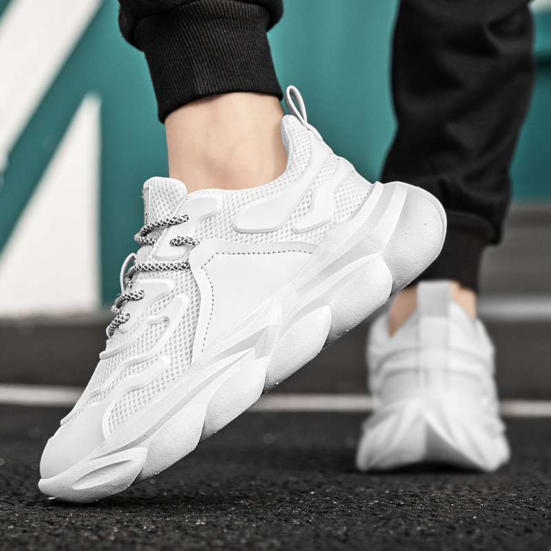 Batai vyrams 2023 m. pavasariniai suvarstomi tinkliniai storo pado madingi lauko neslystantys patogūs minkštu padu kietu, negili vyriški sportbačiai