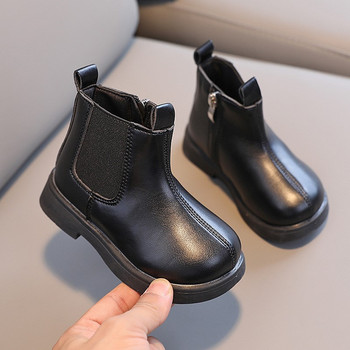 Βρεφικά χειμερινά παπούτσια Βρεφικά Chelsea Fashion Boots για κορίτσια Ζεστές μπότες με γούνα βελούδινα αγόρια δερμάτινα κοντά μποτάκια First Walkers