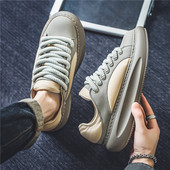 Toe rotund Grosime dantelă Pantofi casual pentru bărbați, la modă în aer liber, anti-alunecare, confortabil, fund moale, pantofi pentru bărbați.