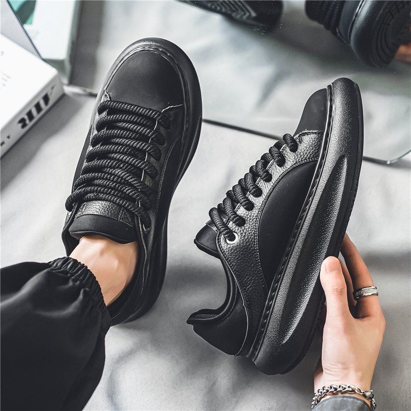 Toe rotund Grosime dantelă Pantofi casual pentru bărbați, la modă în aer liber, anti-alunecare, confortabil, fund moale, pantofi pentru bărbați.