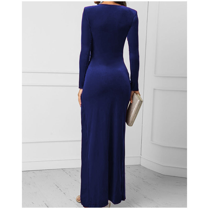 Rochii maxi din catifea pentru femei, toamnă iarnă, ocazional, cu mânecă lungă, cu elastic înalt, rochie bodycon, vintage, sexy, cu decolteu în V, rochii lungi de petrecere