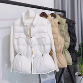 2023 Noua vestă ultra ușoară în puf pentru femei, jachetă scurtă, rezistentă la vânt, ușoară, caldă, fără mâneci, pentru femei, puf de rață albă Ou