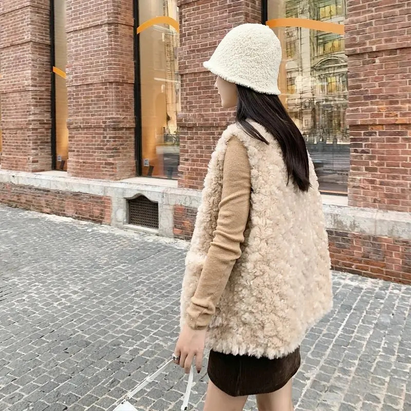 Vestă pentru femei Jachete fără mâneci din lână de miel Chaleco Mujer Toamnă Iarnă 2023 Vestă Jachetă scurtă de pluș Moda coreeană Casual Femei