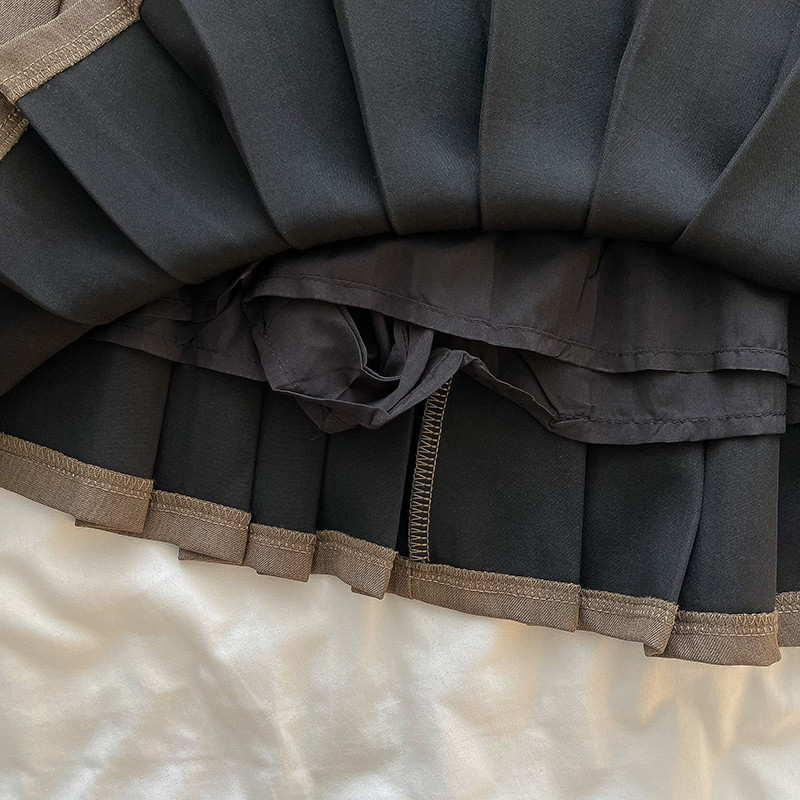 Kimotimo korėjiečių preppy stiliaus klostuotas mini sijonas moterims, 2023 m. rudens retro plonas diržas aukštu juosmeniu, universalus A formos Y2k sijonai, saldūs