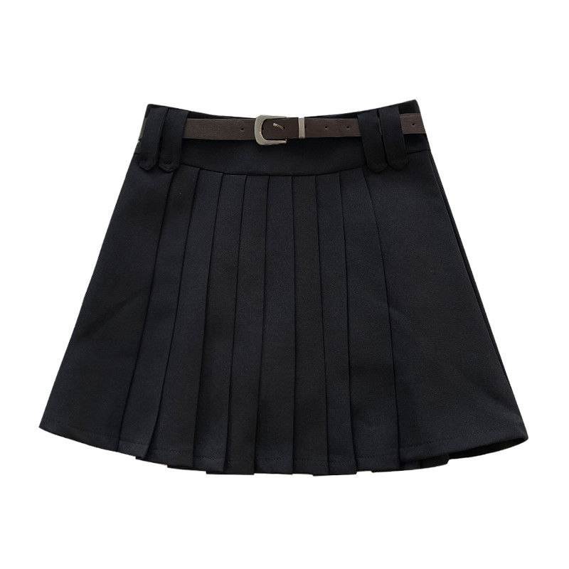 Kimotimo korėjiečių preppy stiliaus klostuotas mini sijonas moterims, 2023 m. rudens retro plonas diržas aukštu juosmeniu, universalus A formos Y2k sijonai, saldūs