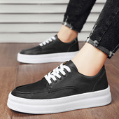 Pantofi pentru bărbați, primăvară și toamnă, solidi, cu șireturi, pantofi noi, cu talpă groasă, din piele, ocazional, comozi, la modă, pantofi asortați.