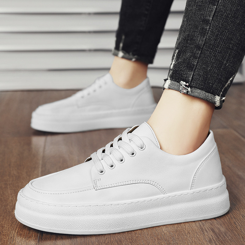 Pantofi pentru bărbați, primăvară și toamnă, solidi, cu șireturi, pantofi noi, cu talpă groasă, din piele, ocazional, comozi, la modă, pantofi asortați.