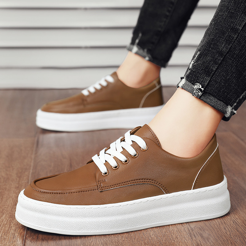 Pantofi pentru bărbați, primăvară și toamnă, solidi, cu șireturi, pantofi noi, cu talpă groasă, din piele, ocazional, comozi, la modă, pantofi asortați.