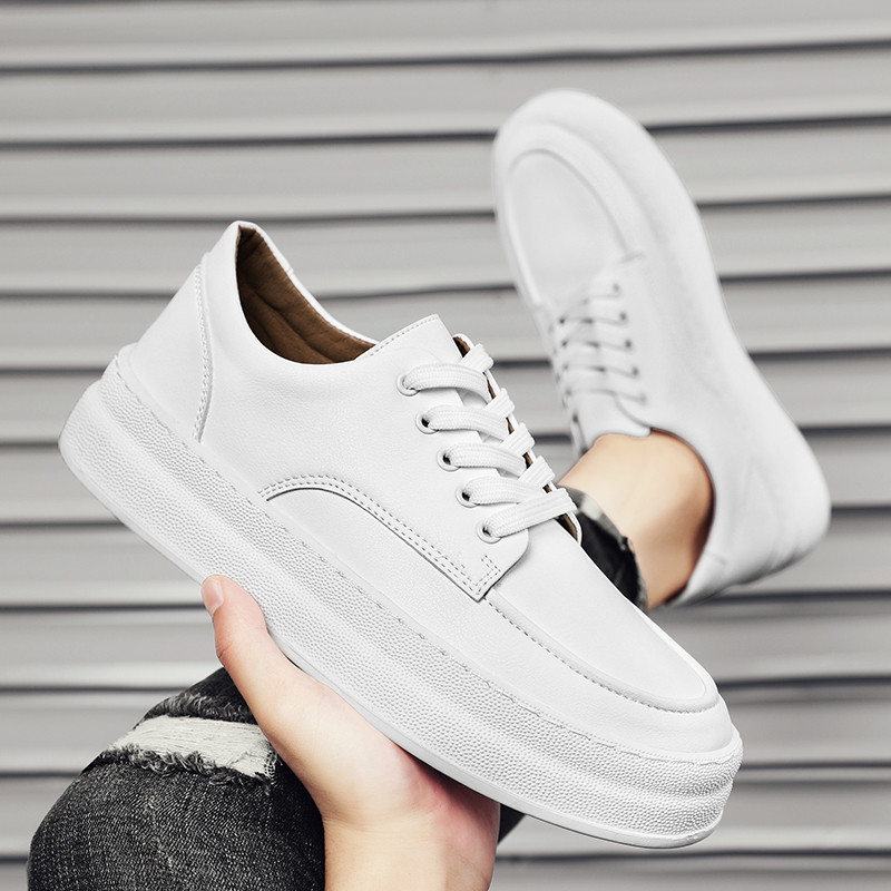 Pantofi pentru bărbați, primăvară și toamnă, solidi, cu șireturi, pantofi noi, cu talpă groasă, din piele, ocazional, comozi, la modă, pantofi asortați.