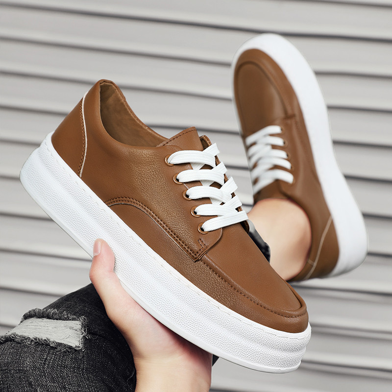 Pantofi pentru bărbați, primăvară și toamnă, solidi, cu șireturi, pantofi noi, cu talpă groasă, din piele, ocazional, comozi, la modă, pantofi asortați.