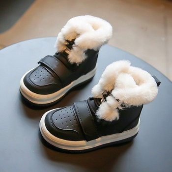 YISHEN Ботуши за сняг Момичета Зимни детски обувки Боти до глезена Кожени плюс кадифени ежедневни обувки за деца Botas De Nieve Бяло