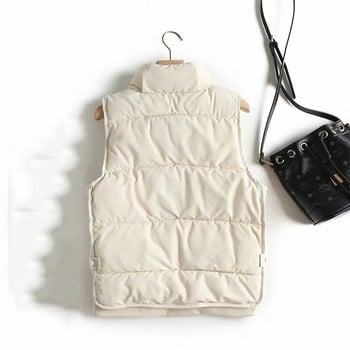 2023 Stand γιακά με φερμουάρ τσέπη Γυναικείο γιλέκο Φθινοπωρινό χειμερινό διαμαντένιο βαμβακερό γιλέκο Γυναικείο αμάνικο παλτό Ζεστό γιλέκο