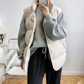 Madinga žieminė moteriška šilta liemenė striukė korėjietiška užtrauktuku stovi apykaklė be rankovių parkai Juoda smėlio spalvos laisvalaikio liemenės